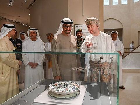 His Highness Sheikh Mohamed Bin Zayed during his visit the National Museum in Muscat