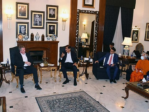 Sindh Chief Minister, Syed Murad Ali Shah speaks to Executive-Director for Health Emergencies Programme, Dr Michael Joseph Ryan during the meeting on Thursday.
