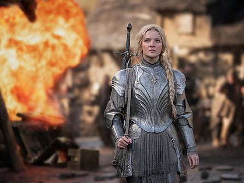 Elven warrior Galadriel, played by Morfydd Clark, is wary of the peace in the Second Age, in The Rings of Power.