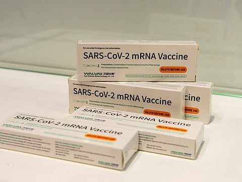 Boxes of Walvax Biotechnology's messenger RNA (mRNA) vaccine.