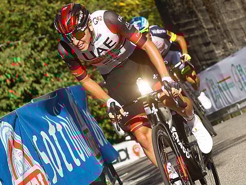 Tadej Pogacar in action during the Giro dell’Emilia.