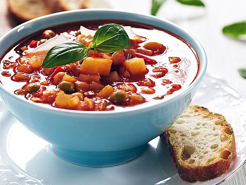This is a Minestrone Soup recipe without pasta added in. Picture used for illustrative purpose only.