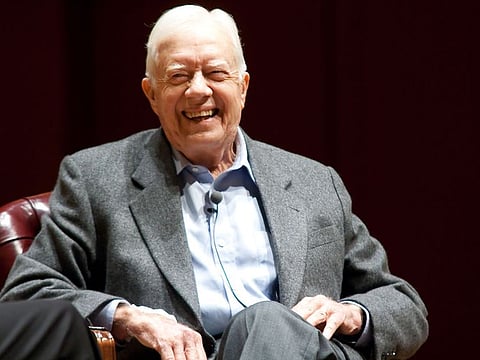 Jimmy Carter speaks onstage at Emory University in Atlanta, Ga.