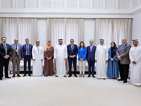 Sheikh Ahmed bin Mohammed bin Rashid Al Maktoum (sixth from left) with the board of directors of the award