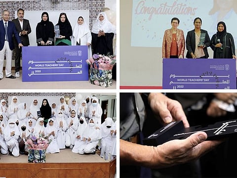 Adek held a surprise award ceremony for the three educators at each of their schools to honour them.