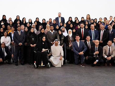 President His Highness Sheikh Mohamed bin Zayed Al Nahyan with educators on Wednesday