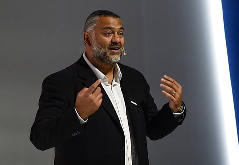 Adipat Virdi addressing guests on the second day of the 20th edition of the Arab Media Forum in Dubai