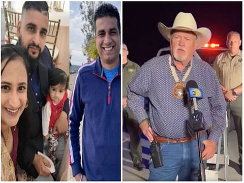 A photo of the family and Merced County Sheriff Vern Warnke.