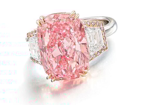 The Williamson Pink Star diamond set a record for price per carat for any diamond or gemstone, according to auction house Sotheby's.