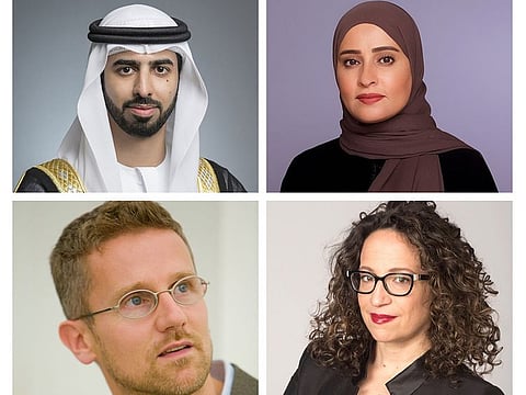 Clockwise from top left: Omar Sultan Al Olama, Minister of State for Artificial Intelligence, Digital Economy, and Remote Work Applications; Ohood Al Roumi, Minister of State for Government Development and the Future; Amy Webb, CEO of Future Today Institute; and Carlo Ratti, Director of MIT SENSEable City Lab