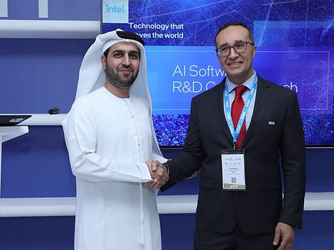 Intel will relocate talent from its global network to the new R&D base in Dubai. (Pictured: Ammar Al Malik, Executive Vice-President for Commercial leasing at Tecom Group and Taha Khalifa, General Manager at Intel Corporation