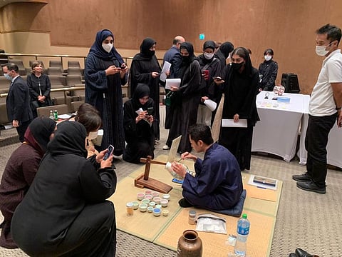 Guests during the Embassy of Japan event titled ‘Lecture and Demonstration on Owari Cloisonne: A Japanese Traditional Art’ on Tuesday in Abu Dhabi.