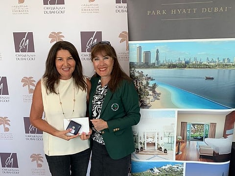 Division A winner of the October Monthly Medal Naima Maya (left) with EGC Lady Captain Maria Avias.