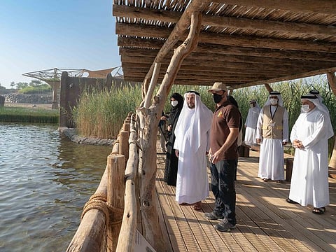 His Highness Dr Sheikh Sultan bin Muhammad Al Qasimi, Supreme Council Member and Ruler of Sharjah, visiting the elephant area at Sharjah Safari