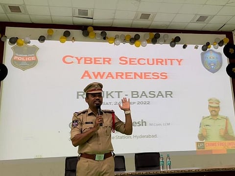 Hyderabad police conduct a Cyber Crime Awareness program with students at IIIT Basara.
