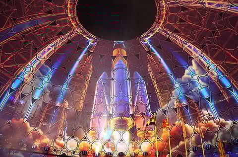 DUBAI, 22 February 2022. Cosmos projection in Al Wasl, Expo 2020 Dubai. (Photo by David Gray/Expo 2020 Dubai)