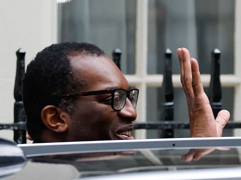 Kwasi Kwarteng, former UK chancellor of the exchequer, departs 11 Downing Street, after stepping down as chancellor, in London, on October 14, 2022.