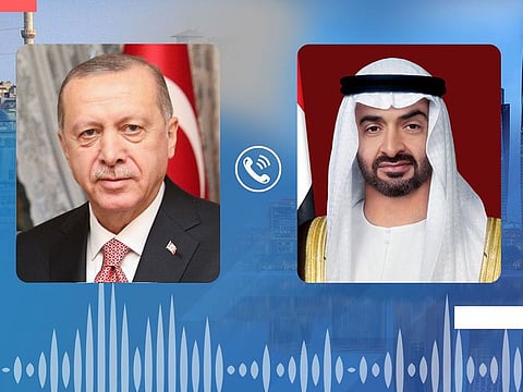 President His Highness Sheikh Mohamed bin Zayed Al Nahyan (right) and Recep Tayyip Erdogan, President of the Republic of Turkey