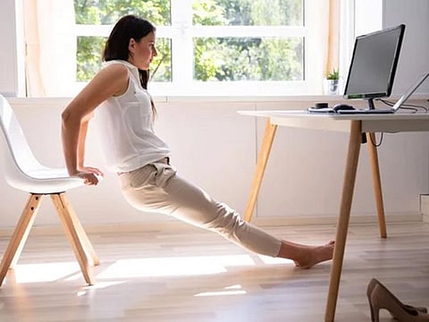 There are various stretches and mini exercises that can be done behind the work desk