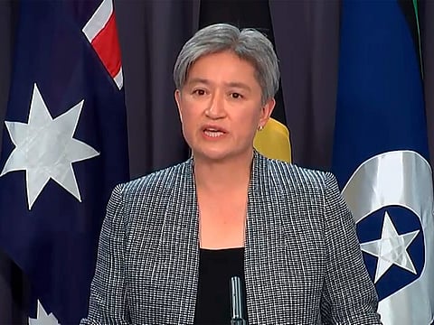 In this image taken from video, Australian Foreign Minister Penny Wong speaks during a press conference, on October 18, 2022, in Canberra.