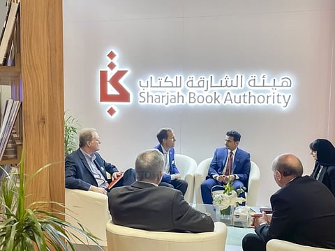Ahmed bin Rakkad Al Ameri, chairman of SBA, discussing participation for the upcoming edition of Sharjah International Book Fair (SIBF 2022), to be held from November 2 to 13 at Expo Centre Sharjah.