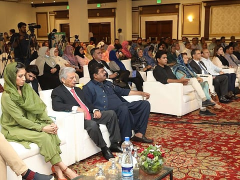 Federal Education Minister Rana Tanveer Hussain and Sindh Education Minister Syed Sardar Ali Shah attend the programme to adopt single national curriculum.