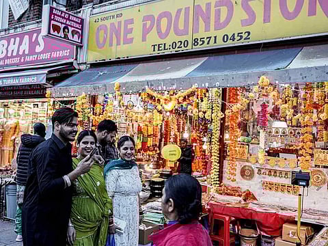 The Hindu community of Southall in west London is marking Diwali on the same day Rishi Sunak was tapped as the first person of colour, first Hindu and first person of Indian descent to lead Britain.