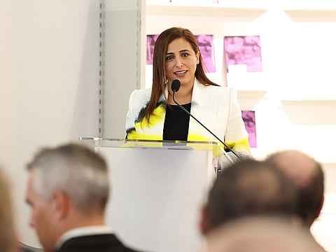 Bodour Al Qasimi addressing the 'Spotlight on Africa' seminar at Frankfurter Buchmesse 2022