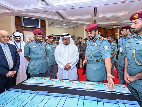 (centre) Lieutenant General Dhahi Khalfan Tamim, Deputy Chief of Police and Public Security in Dubai, and (to his right) Major General Saif Al Ziri Al Shamsi, Commander-in-Chief of Sharjah Police at the 'Police Thinking Forum' in Sharjah