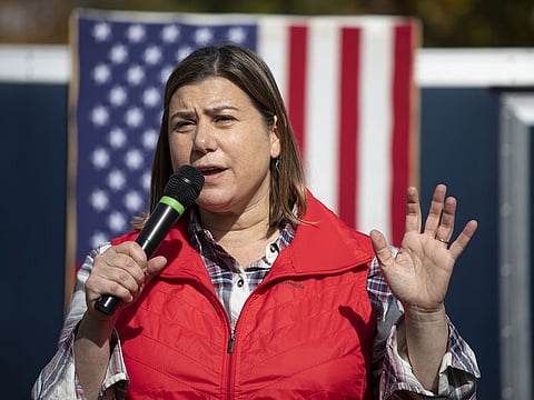 US Rep. Elissa Slotkin speaks at a campaign rally she held on October 16, 2022 in East Lansing, Michigan.