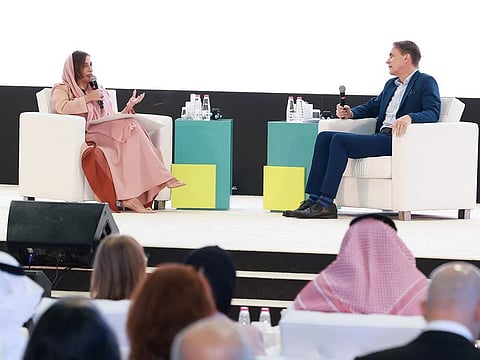 Bodour Al Qasimi (left), President of the International Publishers Association, and Markus Dohle, CEO of Random House in conversation at the 12th Sharjah International Book Fair (SIBF) Publishers Conference