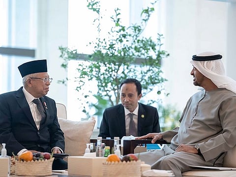 Sheikh Mohamed meets with Ma'ruf Amin.