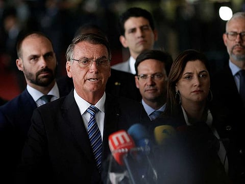 Brazil's President Jair Bolsonaro gives a press statement at the Alvorada Palace in Brasilia, Brazil November 1, 2022. REUTERS/Adriano Machado