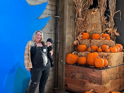 POSTER MUM: Rachel Bonn, a Twitter employee who is eight-months pregnant, stated that access to her work laptop was cut off on Thursday night, hours after Elon Musk said layoffs would be announced on Friday via email.