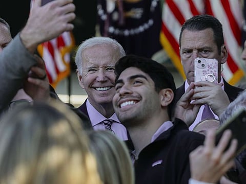 US President Joe Biden at ViaSat on November 4, 2022 in Carlsbad, California.