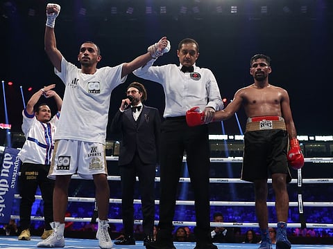 UAE's Fahad Al Bloushi and Sultan Al Nuaimi (left) claimed historic wins on a night where Emirati boxing enjoyed its moment in the international spotlight.