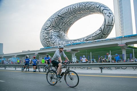 As part of the Dubai Fitness Challenge, four of the museum’s team members participated in ‘Dubai Ride’ on November 6 using avant-garde Reevo e-bikes