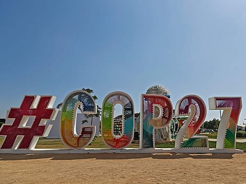 An artwork at the Green Zone during the COP27 climate summit at the Sharm Al Sheikh International Convention Centre, in Egypt's Red Sea resort of the same name, on November 7, 2022.