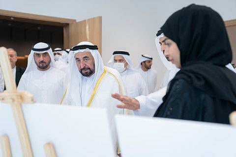 His Highness Sheikh Dr. Sultan bin Mohammed Al Qasimi, Supreme Council Member and Ruler of Sharjah, touring the Victoria International School.