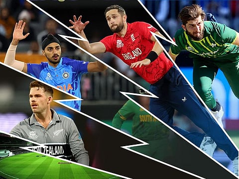 Pace pack (from left): Lockie Ferguson of New Zealand, Arshdeep Singh of India, Chris Woakes of England and Shaheen Shah Afridi of Pakistan are key to the fortunes of their teams in the T20 World Cup 2022.