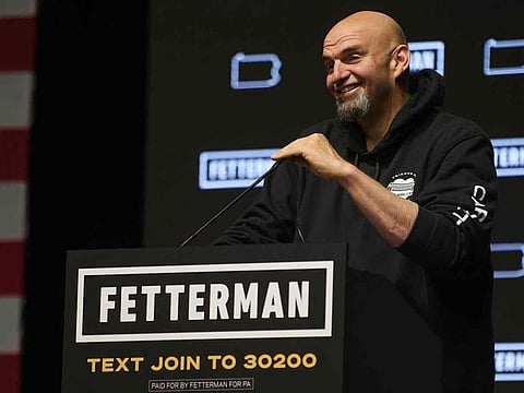 Democratic Senate candidate John Fetterman speaks to supporters during an election night party on November 9, 2022 in Pittsburgh, Pennsylvania. Fetterman defeated Republican Senate candidate Dr. Mehmet Oz.