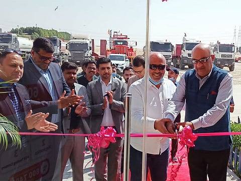 Dr Sanjay Paithankar of the healthcare group Right Health cutting the ribbon at the opening of the Right Health Clinic at Habshan.