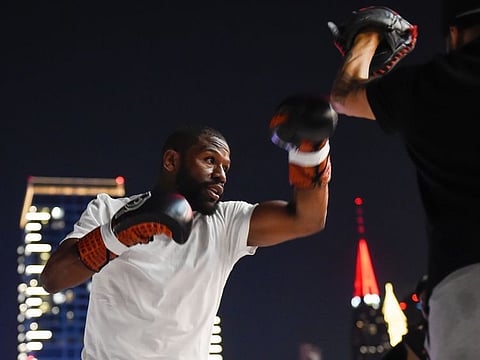 Floyd Mayweather is looking forward to his exhibition bout against Deji in Dubai on Sunday.