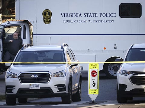 A Virginia State Police criminal investigation truck is shown at the crime scene where 3 people were killed and 2 others wounded on the grounds of the University of Virginia on November 14, 2022 in Charlottesville, Virginia.