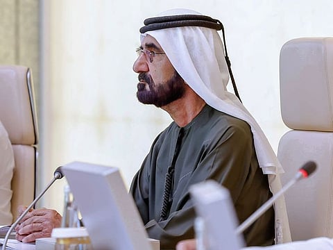 His Highness Sheikh Mohammed bin Rashid Al Maktoum, Vice President, Prime Minister of the UAE, and Ruler of Dubai, chairing the Cabinet meeting on Sunday.