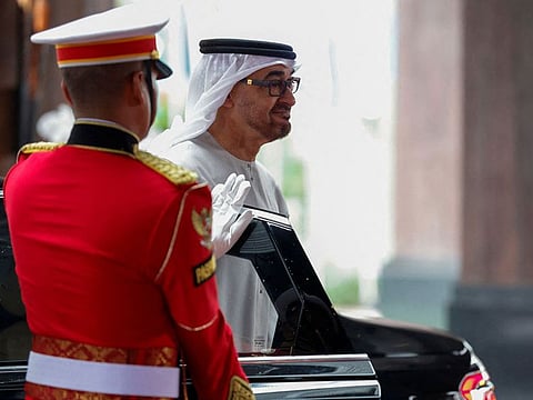UAE President Sheikh Mohamed bin Zayed Al Nahyan arrives for the G20 leaders' summit in Nusa Dua, on the Indonesian resort island of Bali on November 15, 2022.