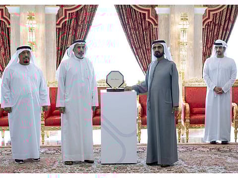 His Highness Sheikh Mohammed bin Rashid Al Maktoum, Vice President and Prime Minister of the UAE and Ruler of Dubai, honouring the winners