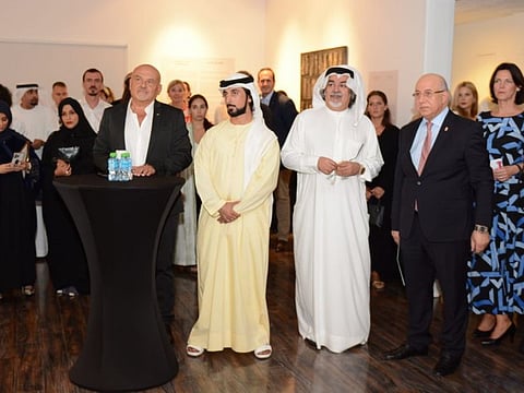 Sheikh Rashed bin Ahmed Al Maktoum opened the Hungarian Contemporary Art Exhibitionin the presence of Ossama Naffa, Hungarian Ambassador to the UAE and Laszlo Toth, Hungarian foreign economy counsellor.