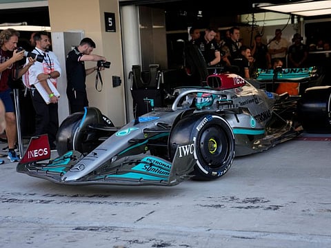 Mercedes driver Lewis Hamilton of Britain leaves the pit lane during the Formula One Abu Dhabi Grand Prix, in Abu Dhabi, United Arab Emirates.