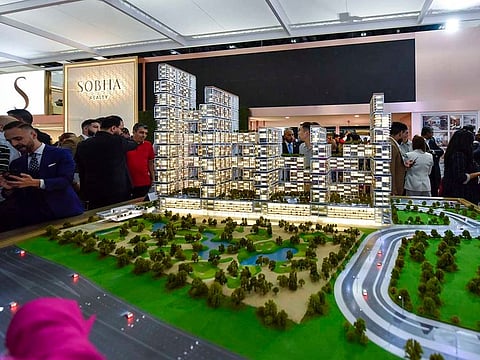 A model of the Sobha One project unveiled at Cityscape 2022 at Dubai World Trade Centre, on November 21, 2022.